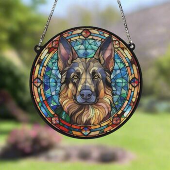 German Shepherd Stained Glass Effect Suncatcher, 3 of 6