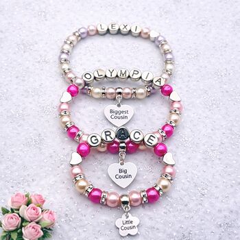Personalised Cousin Name Bracelet New Baby Gift, 2 of 12