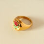 Chunky Signet Ring With Everlasting Red Tulip Flower, thumbnail 1 of 5