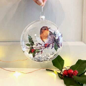 Christmas Robin Sequin Filled Bauble, 2 of 4