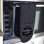 Black Personalised Oven Glove Ornate Design, thumbnail 3 of 3