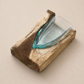 Triangular Molten Glass Vase And Decorative Centrepiece, 3 of 6