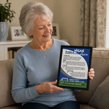 Personalised 70th Birthday Print 'Lifetime Of Support' Gift For Football Fan 50 Clubs Available, 2 of 8