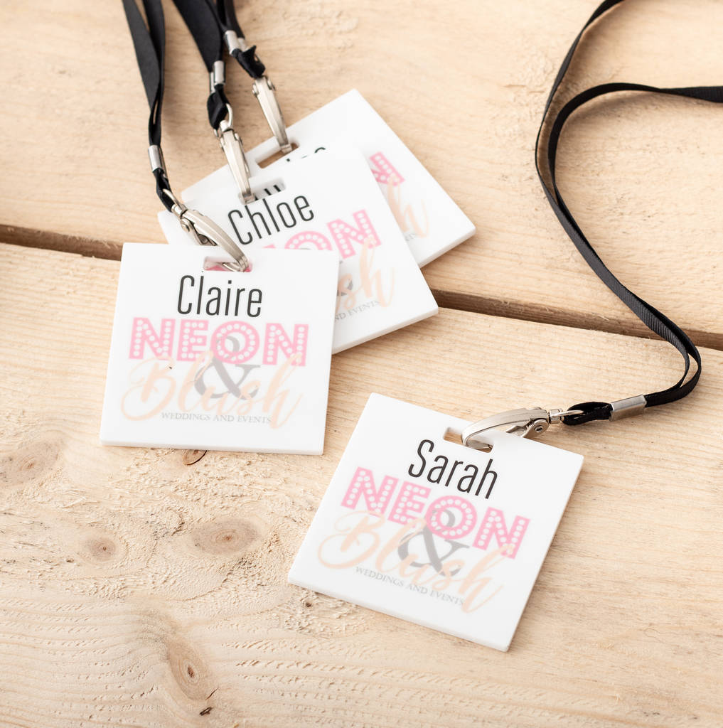 Custom Printed White Acrylic Branded Event Lanyards, 1 of 2