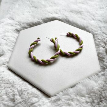 Flump Polymer Clay Twisted Hoop Earrings, 4 of 8