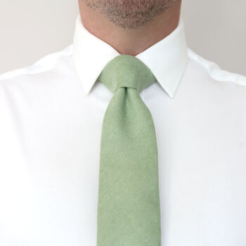 Wedding Handmade 100% Brushed Cotton Tie In Sage Green | Groomsmen Ties, 5 of 9