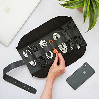 Personalised Buffalo Leather Cable Organiser, 2 of 9