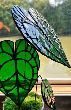 Anthurium Clarinervium Plant Stained Glass Home Decor, 2 of 3
