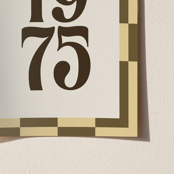 Personalised Birth Year Print With Checkerboard Frame, 10 of 12