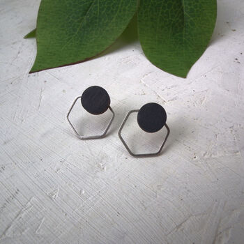 Contemporary Geometric Hexagon Eco Stud Earrings, 6 of 6
