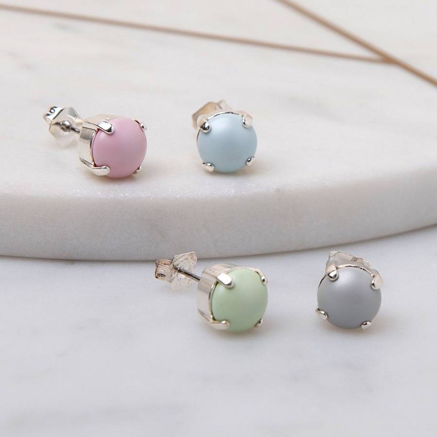 Stud Earrings Made With Swarovski Pearls By Iscah And Mimi Stud Earrings Made With Swarovski Pearls