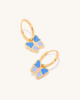 Meadow Blue Butterfly Enamel Huggie Hoop Earring, 2 of 2