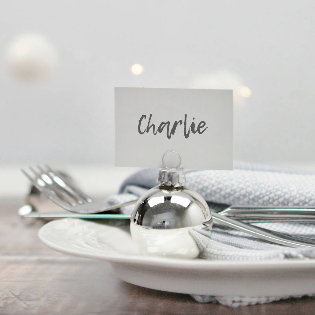 Christmas Silver Bauble Place Card Holders By Postbox Party