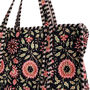 Black And Pink Flower Cotton Quilted Shoulder Bag With Zip, thumbnail 4 of 6