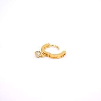 Gold Plated Clear Cubic Zirconia Heart Hoop Earrings, 3 of 6