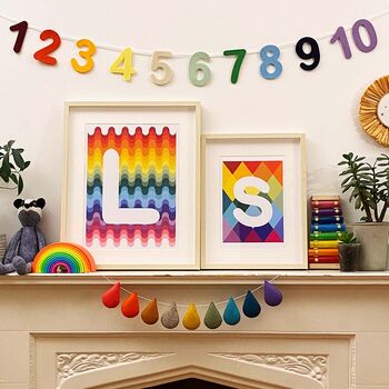 Personalised Rainbow Harlequin Initial Children's Print, 3 of 3