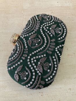 Emerald Handcrafted Oval Clutch Bag, 2 of 5