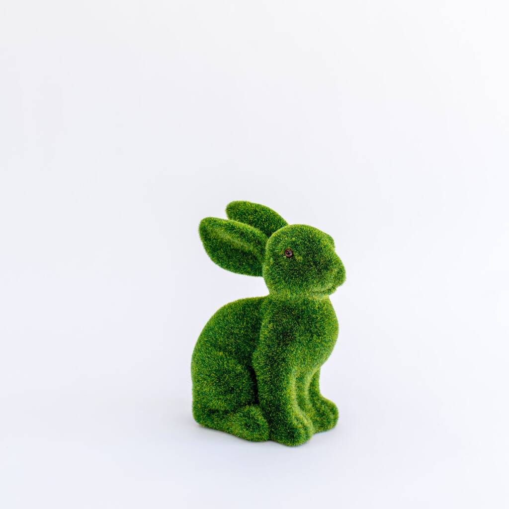 Large Flocked Faux Moss Bunny Decoration By Duchess & Butler