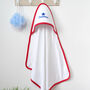 Personalised Star Hooded Towel With Red Trim, thumbnail 3 of 6