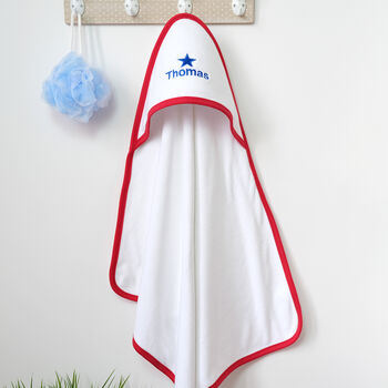 Personalised Star Hooded Towel With Red Trim, 3 of 6