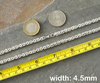 Chunky Byzantine Chain Necklace In Solid Sterling Silver 20 Inches Long, 4 of 5