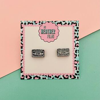 Cassette Glitter Stud Earrings, 5 of 5