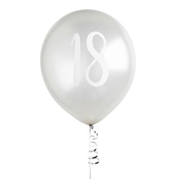 Five Silver Eighteenth Birthday Party 18 Balloons, 2 of 2
