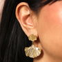 Stainless Steel Ginkgo Drop Earrings In Gold Plating, thumbnail 1 of 6
