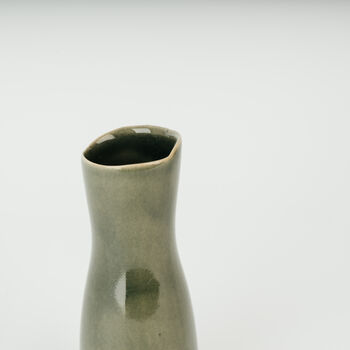 Handmade Stoneware Dark Green Bud Vase For Flowers, 3 of 4