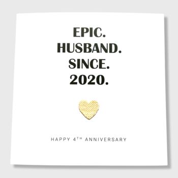 4th Wedding Anniversary Card Linen Epic Card, 4 of 5