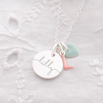 Esme Disc And Enamel Charms Name Necklace, 3 of 7