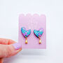 Colourful Abstract Heart Drop Earrings, thumbnail 9 of 11