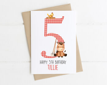 Personalised Children's Birthday Card Farm Horse, 4 of 7
