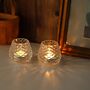 Set Of Three Glass Candle Holder Candlestick Holders, thumbnail 5 of 8