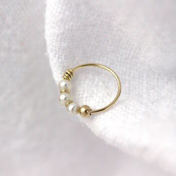 9ct Solid Gold Triple Pearl Helix Nose Ring, 4 of 5