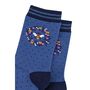 Bee Floral Wreath Bamboo Ankle Socks Women's Blue, thumbnail 3 of 4