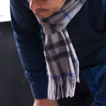 Men's Personalised Pure Cashmere Check Scarf, 3 of 12