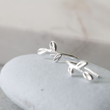 Sterling Silver Olive Leaf Hook Earrings, 6 of 6