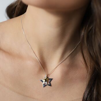 Twinkle Triple Star Pendant Necklace, 10 of 11