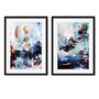 Set Of Two Prints Large Blue Abstract Framed Wall Art, thumbnail 7 of 10