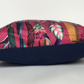 Velvet Tropical Plants Cushion Cover On Pink, 4 of 5