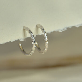 Silver White Topaz Gemstones Seren Hoops, 2 of 5