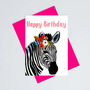 Zebra Face Birthday Card, thumbnail 2 of 6