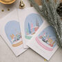 Set Of Three City Snow Globe Christmas Cards, thumbnail 1 of 7