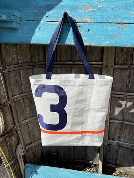 Genoa Upcycled Sailcloth Tote Bag, 6 of 7