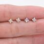 Sterling Silver Very Tiny Hydrangea Flower Stud Earrings With Sparkly Cz Crystals, thumbnail 3 of 12