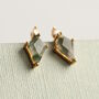 Moss Agate Stud Earrings, thumbnail 4 of 6