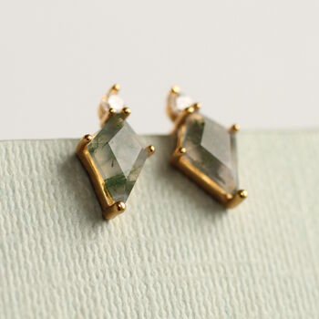 Moss Agate Stud Earrings, 4 of 6