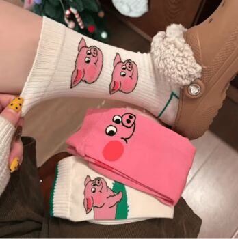 Novelty Fun Socks Size Five To Nine ~ Percy Pig Socks Three Pack, 3 of 5