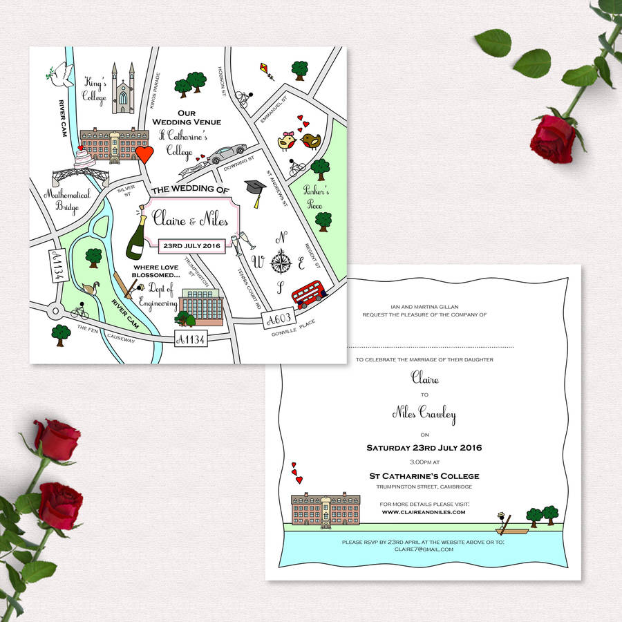 wedding or party illustrated map invitation by cute maps ...